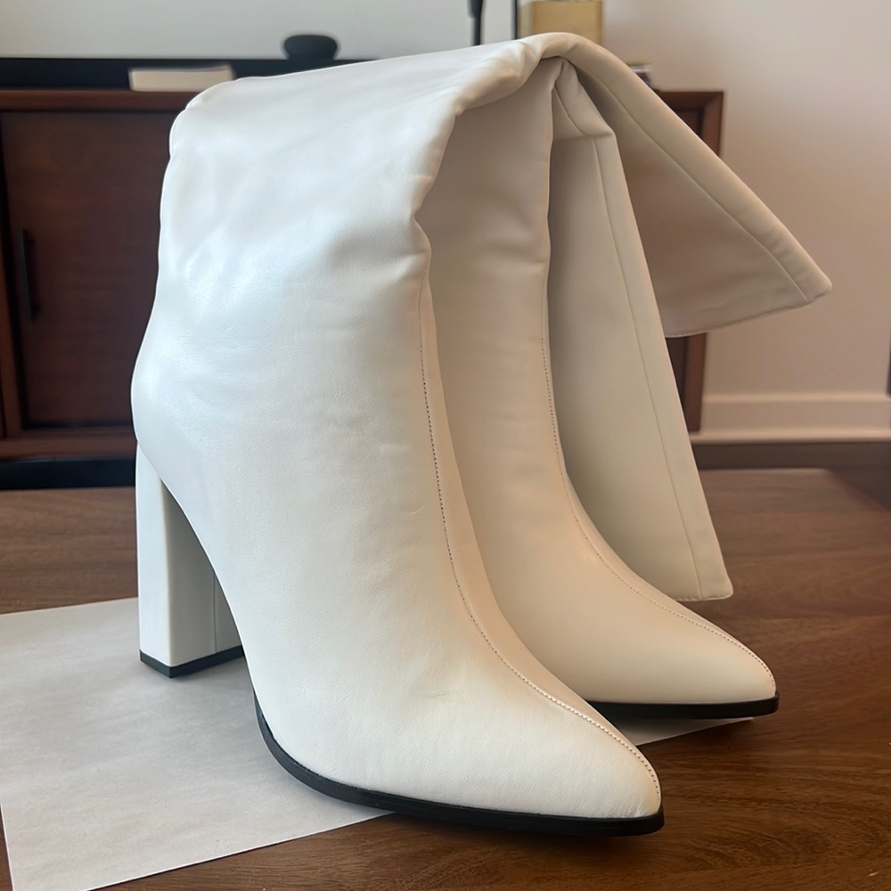 Public Desire White Knee High Boots